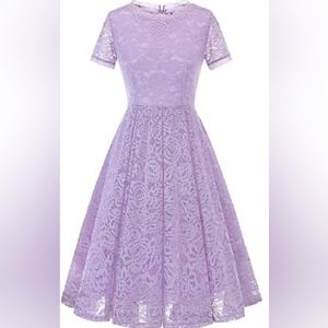 Light purple A-line lace dress